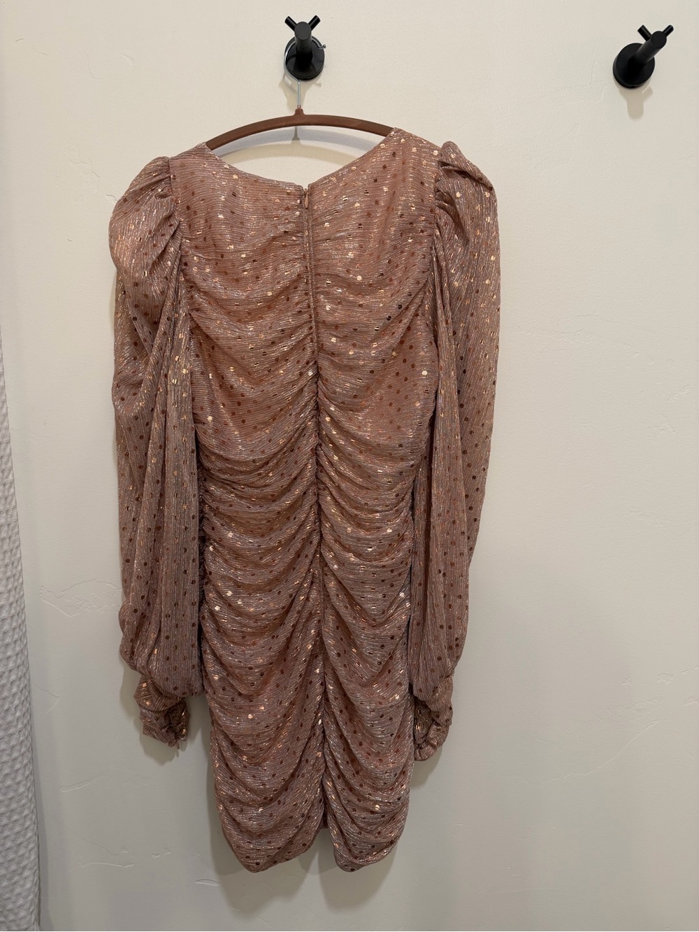 For Love & Lemons Blush Pink Ruched Sequin Mini Dress - Picture 4 of 4